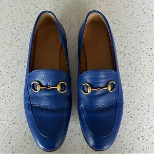 Gucci Horsebit loafers in electric blue with gold hardware
